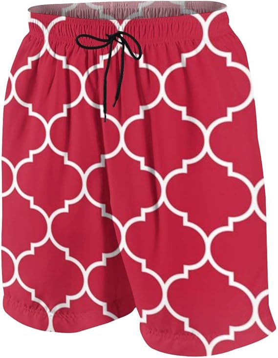 Amazon Co Jp 水着 メンズ おしゃれ サーフパンツ モダンな赤い四葉 海パン 人気 スイムパンツ 短パン ビーチパンツ サーフトランクス 水陸両用 旅行 速乾 服 ファッション小物