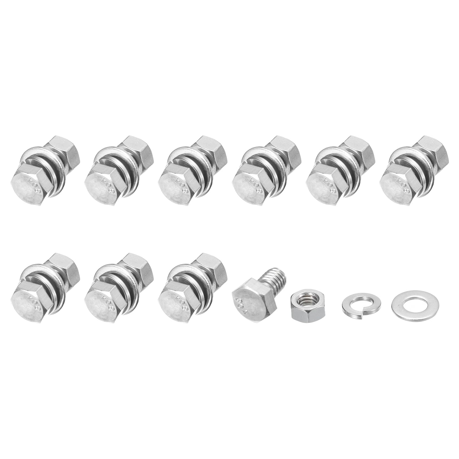 METALLIXITY Hex Head Screws Bolts, Nuts, Flat & Lock Washers Kits (5/16-18x1/2") 10 Set, Stainless Steel Fully Threaded Machine Screws Bolt Set - for Home Appliance Equipment