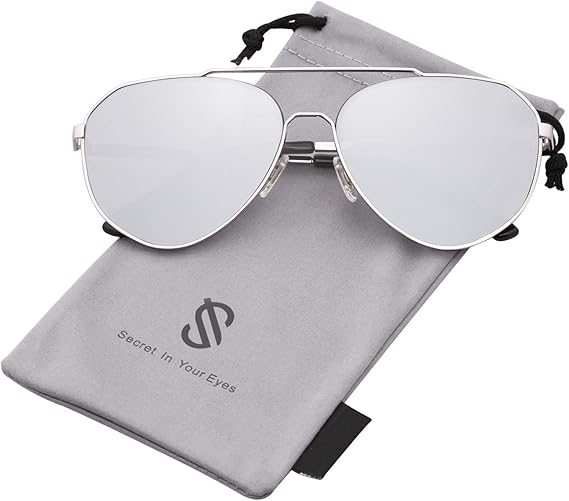 womens silver mirrored aviator sunglasses