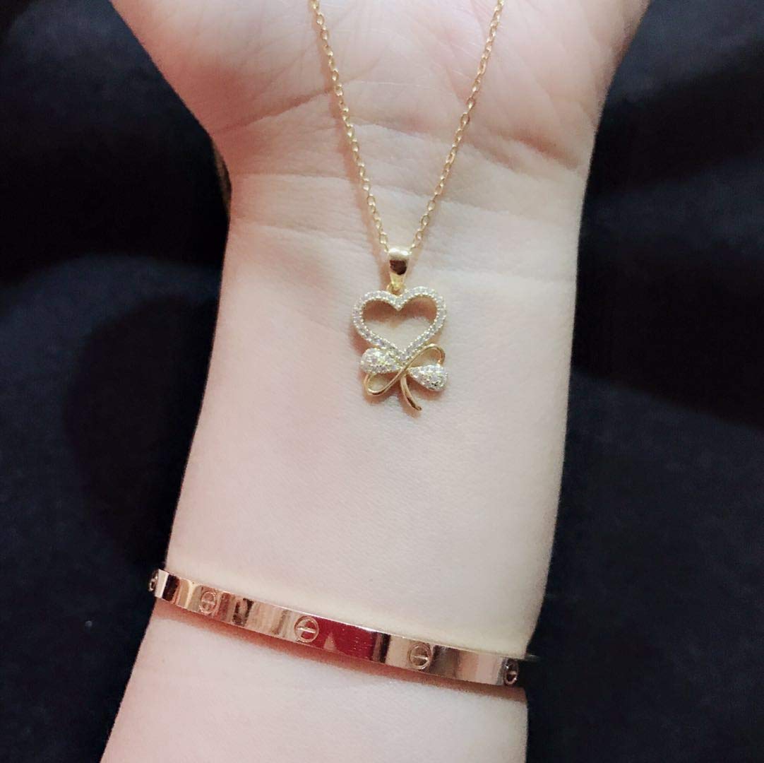 Collier Aixyu en Argent 925/1000，Flora Pendent Coeur Papillon avec Oxyde de Zirconium Rond Coeur Infini Amour Symbol Ensemble pour Toujours,Anniversaire, Mariage, Noël Cadeau Bijoux pendentif (Gold)