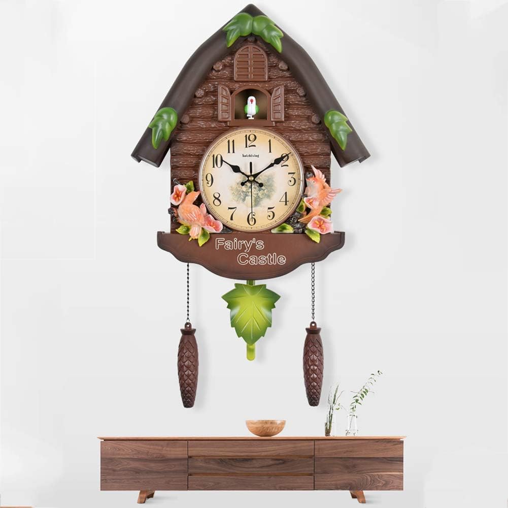 Style Eva Living Room Cuckoo Wall Clock with Adjustable Volume with Night Sensor 60 cm x 15 cm x 36 cm (5266, Coffee)