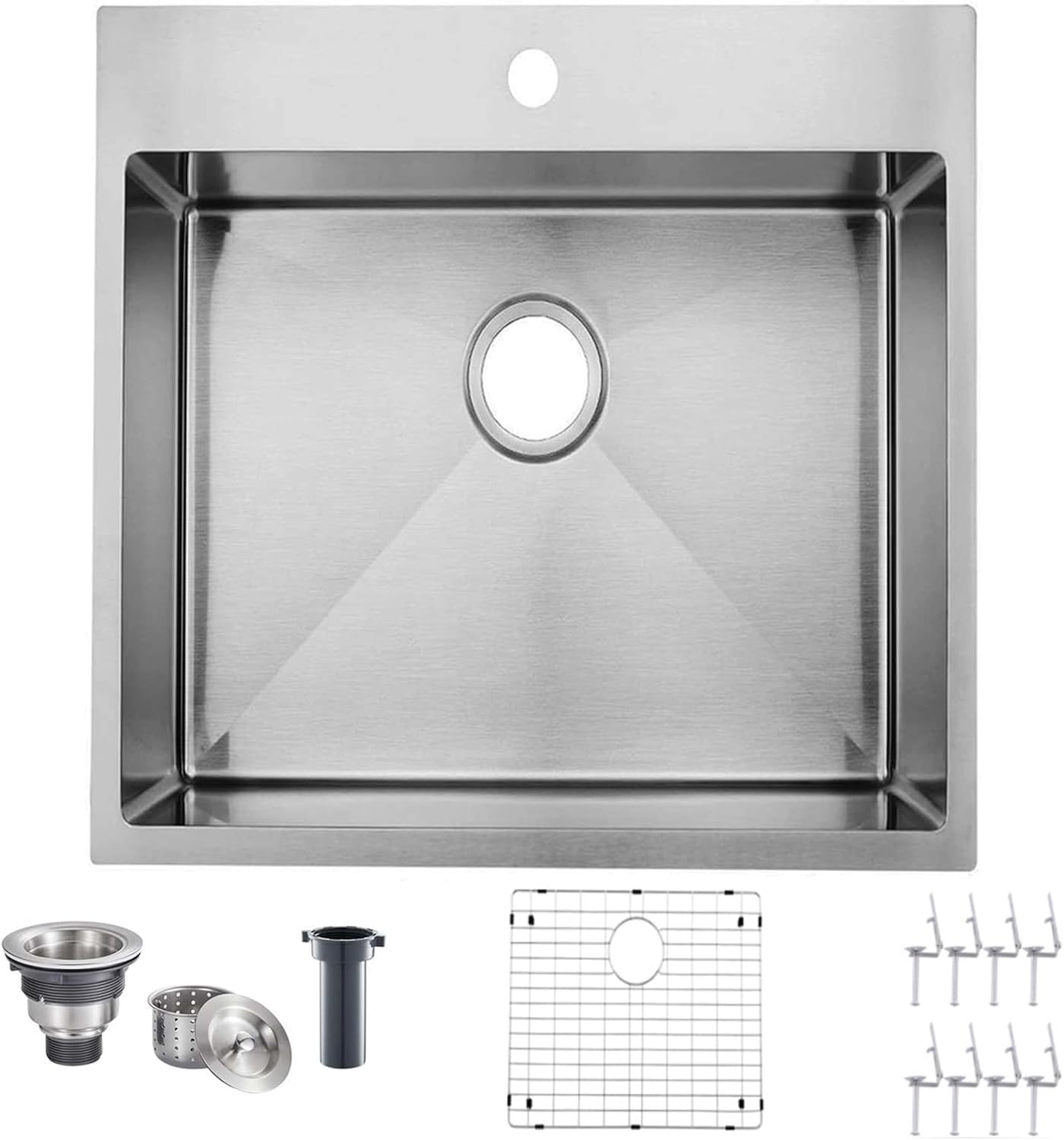 Photo 1 of 18x18 Inch Drop In Bar Sink, 18 Inch Small Kitchen Sink, Topmount Stainless Steel Small Kitchen Bar Sink for Laundry Wet Bar Prep RV Office Outdoor Yard with Dish Grid and Basket Strainer