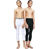 DEVOPS Boys 2-Pack 3/4 Compression Tights Sport Leggings Pants