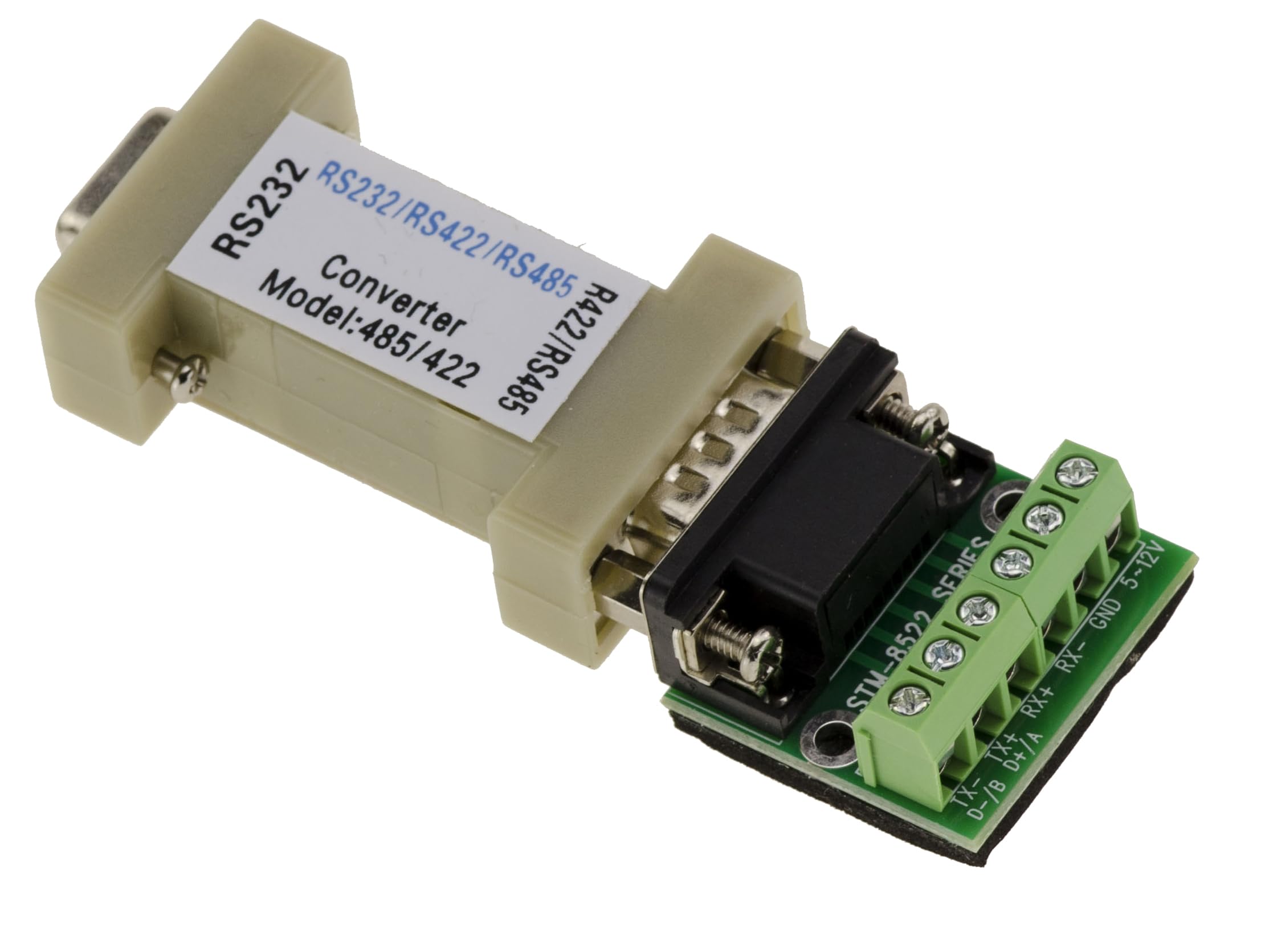 KALEA-INFORMATIQUE RS232 to RS422 or RS485 converter with DB9 plugs and wired terminal block for RS-485 RS-422 mounting