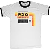 Ripple Junction Atari Men's Short Sleeve Ringer T-Shirt Pong Home TV Console Retro Video Game Classic Officially Licensed