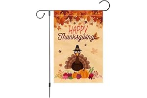 ZHUDENGXJL Fall Thanksgiving Small Garden Flag 12x18 Inch Vertical Double Sided For Outside Burlap Happy Thanksgiving Turkey House Yard Decoration