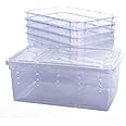 Petforu Breeding Box 5pcs, Worm Dish Reptile Feeding Box Food Container Small Size (Transparent White S)