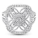 BERRICLE Rhodium Plated Sterling Silver Cubic Zirconia CZ Statement Art Deco Flower Cocktail Fashion Right Hand Ring Size 9