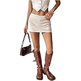 SweatyRocks Women's Linen Mini Skirts Y2k Low Waist Bodycon Skorts Skirt with Shorts