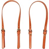 Semetall PU Leather Replacement Purse Straps 2 Pcs 65cm to 71cm Orange Replacement Purse Strap Leather Handles for Bags,Purse Strap Replacement