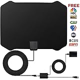 DeveSouth 60-80+Miles Ultra Indoor TV Antenna Amplifier High Reception Amplified HDTV Antenna TV Signals Digital TV Antenna for 4K VHF UHF 1080P Channels Free Gain 16ft Cable