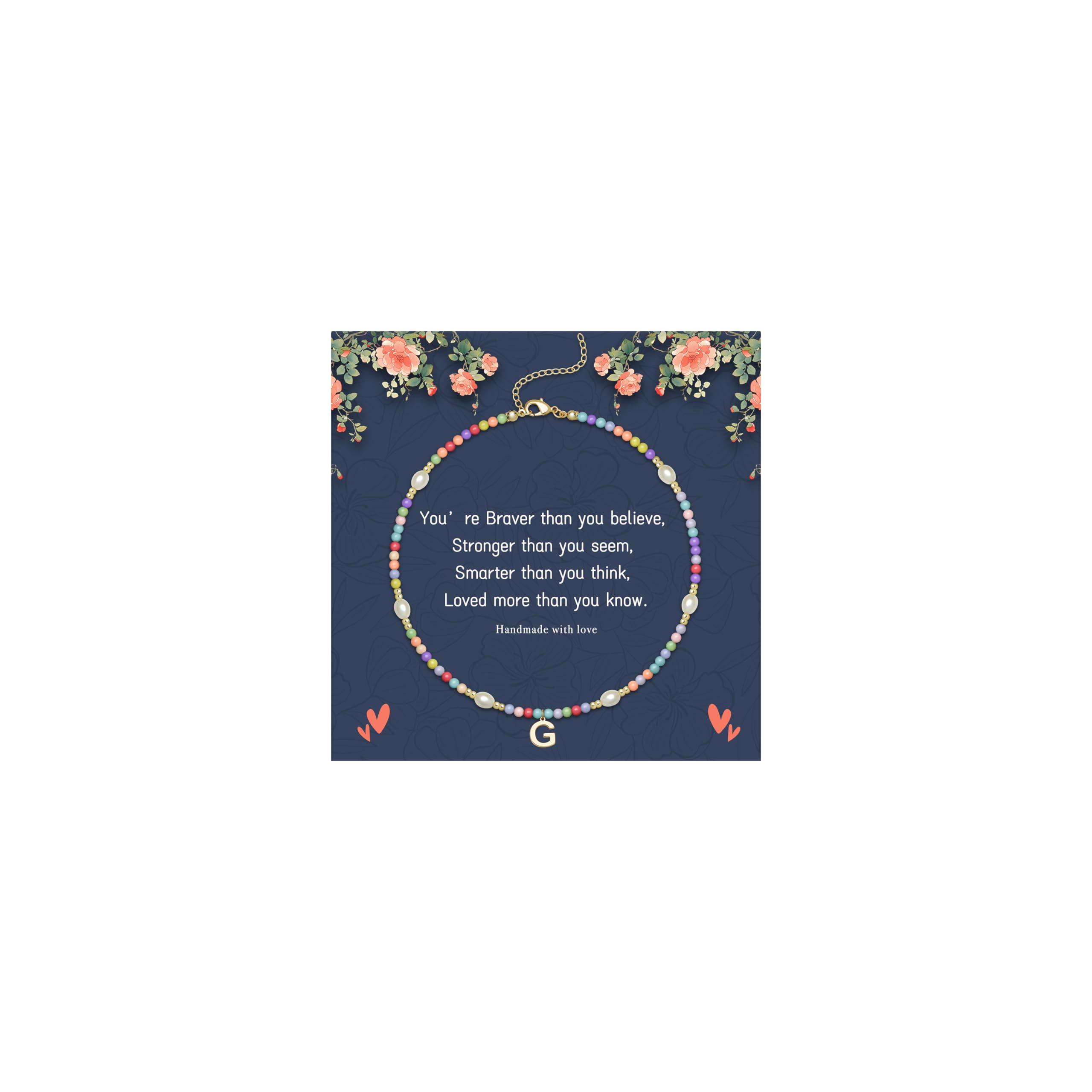 Initial G Cute Beaded Necklaces for Girls Trendy