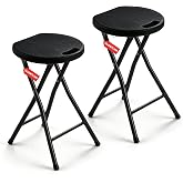 GlowitLian Folding Stool with Handle,Bar Stools Portable Chair 2-Pack | 18In Foldable Stools,550lbs Barstools Capacity Plastic Collapsible Stool for Dorm,Kitchen,Vanity,Camping,Church,Outdoor use