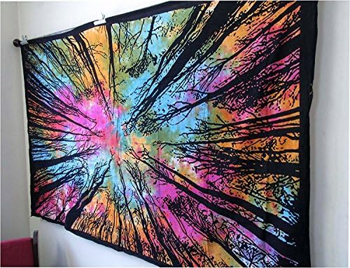 The Boho Street - Exclusive Multi Tie Dye Forest Tapestry, 100% Cotton Mandala Tapestry, Indian Mandala Wall Art, Hippie Wall Hanging, Bohemian Bedspread