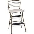 COSCO Stylaire Retro Chair + Step Stool with Flip-Up Seat , Gold & Cream
