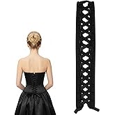 Quilax 3Pcs Adjustable Satin Corset Back Kit, Lace Up Corsets Kit, Zipper To Corset Lace Up Conversion, Zipper Extender For Tight Dress Prom Dress(Black)