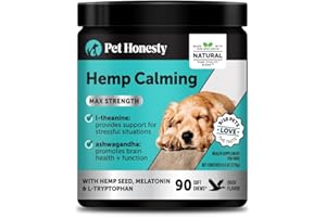 PET HONESTY Natural Hemp Calming Chews for Dogs Maximum Strength - Hemp & Melatonin for Occasional Anxiousness - Calming Aid Supplement with Valerian Root - Stress, Separation & Thunder Support - (Duck 90 Ct)