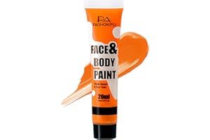 PASNOWFU Orange Face Body Paint - Professional Water-Based Non-Toxic Body Painting for Pumpkin Tiger Halloween SFX Cosplay, Full Coverage Washable Cream for Costume Party Theater Stage Performance