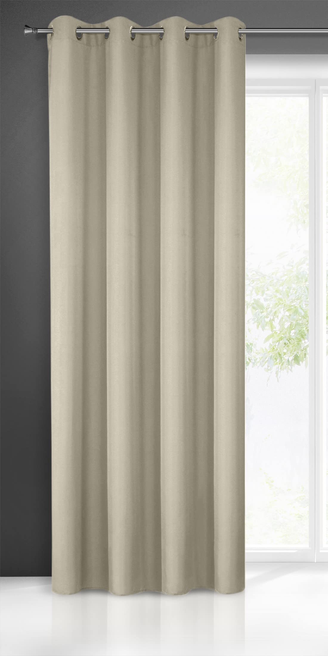 Eurofirany RITA Smooth Plain Modern Curtain with Eyelets - 1 Unit, Bedroom, Living Room, Lounge, Kitchen, 140g m/2, W55 x L98, Cappuccino