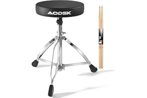 AODSK Drum Throne, Widened and Thickly Padded Adjustable Drum Stool, Height Adjustable Range: 16.34 in-20.67 in Suitable for Children, Adult Drummers