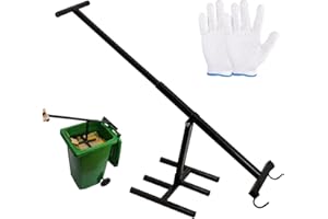 CRYSTALBERRY Manual Trash Compactor, Hand-held Touchless Waste Compacting Tool for 120L-360L Wheelie Bins, Includes Gloves, Ideal for Kitchen, Restaurant & Outdoor Use