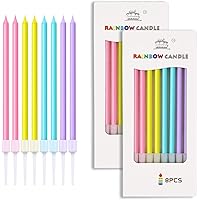 BEANLIEVE Colorful 16-Count Birthday Candles - Birthday Candle Long Thin Cake Candles Cupcake Candles for Birthday…