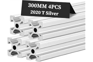 BELLA BAYS 4pcs 11.81 inch 300mm 2020 T Slot Aluminum Extrusion Profile European Standard Anodized Silver Extruded Linear Rail Guide Frame for 3D Printer Laser Engraving Machine CNC Workbench DIY