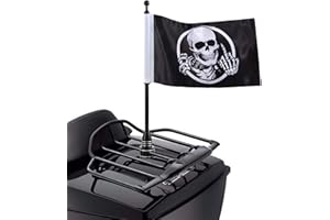 Gdcreestar Motorcycle Flagpole Mount with Punk Skull Flag for Harley Davidson Honda Goldwing CB VTX CBR Yamaha - Fits 1/2" Round Luggage Rack