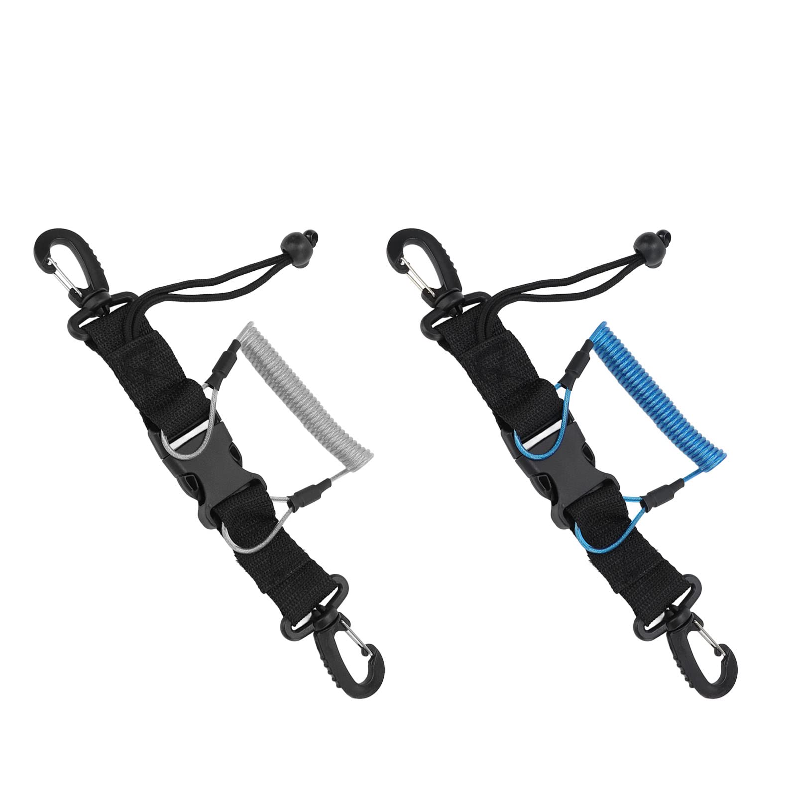 Alvinlite Dive Scuba Gear Diving Lanyard Professional Camera Lanyard Clip Loss Proof Quick Release Coil Lanyard for AR‑15 M4 Airsoft Handle Fittings(blue)