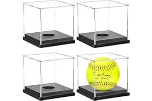 WAENEREC 4PCS Softball Display Case Acrylic Clear Display Box Baseball Tennis Golf Protected Stand for Signed Memorabilia Large 12 Inch Sports Game Ball Storage Box
