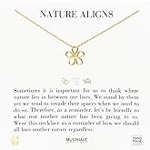 MUSTHAVE 18K Gold Plated Simple Line Flower Necklace, Yellow Gold Color, Anchor Chain, Cute, Size 16 inch + 2 inch Extender, Gift Card, Birthday, BFF, Unisex (Yellow Gold)
