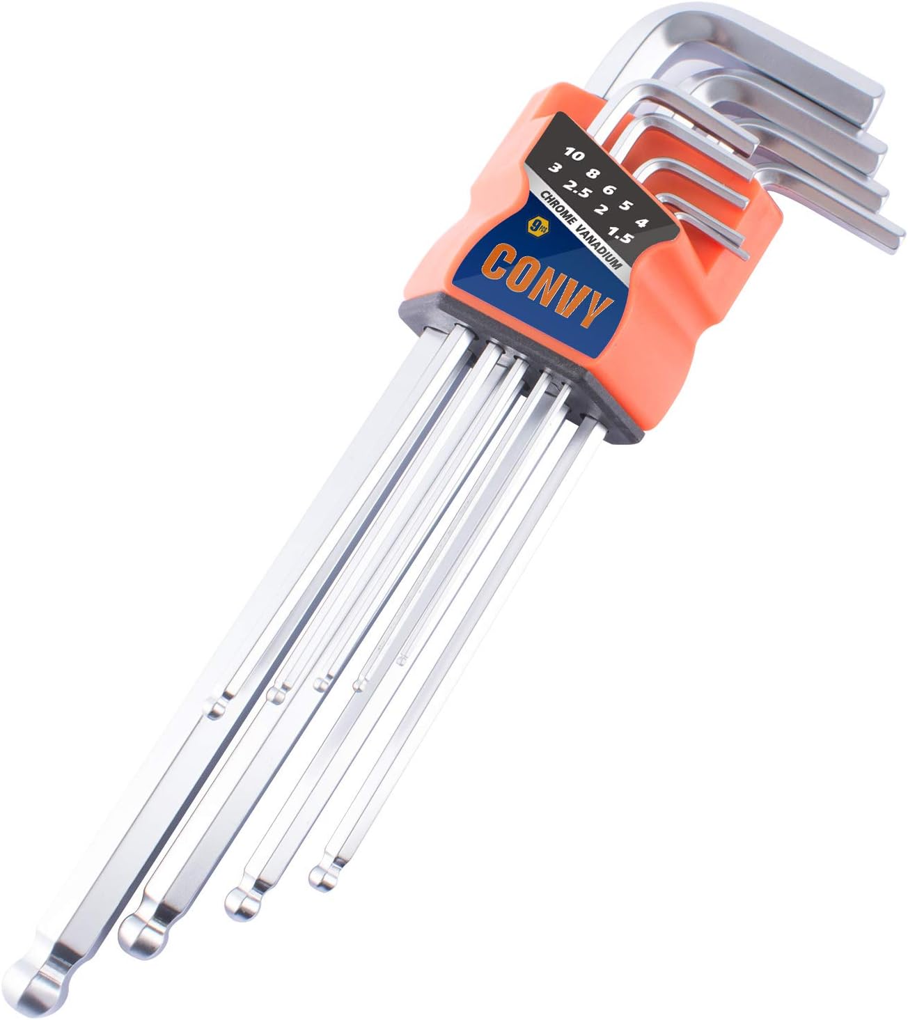 GJ-0050 Allen Wrench Set, Hex Key Set with Arm Ball End, Metric, Set of 9 pieces, Extra Long