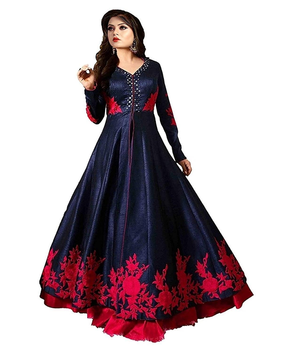 varudi fashion women's embroidered semi stitched anarkali gown (rr1_blue_freesize)