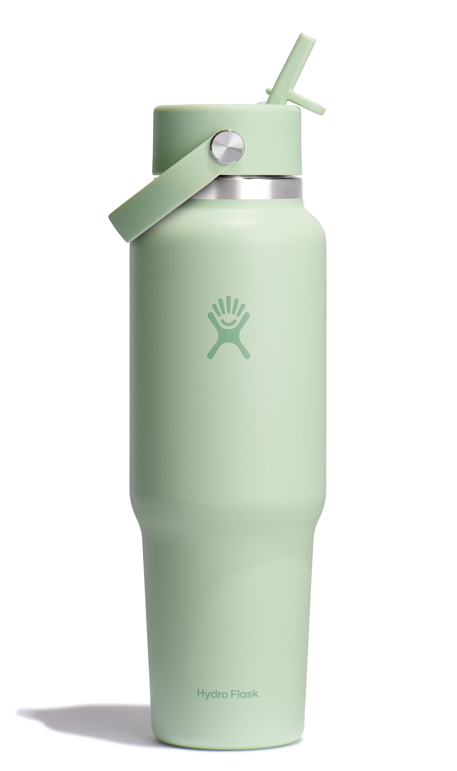 Hydro Flask Travel Water Bottle - Insulated Stainless Steel - Wide Straw Lid, Non Spill, Leakproof in 40 Oz Aloe Green Image