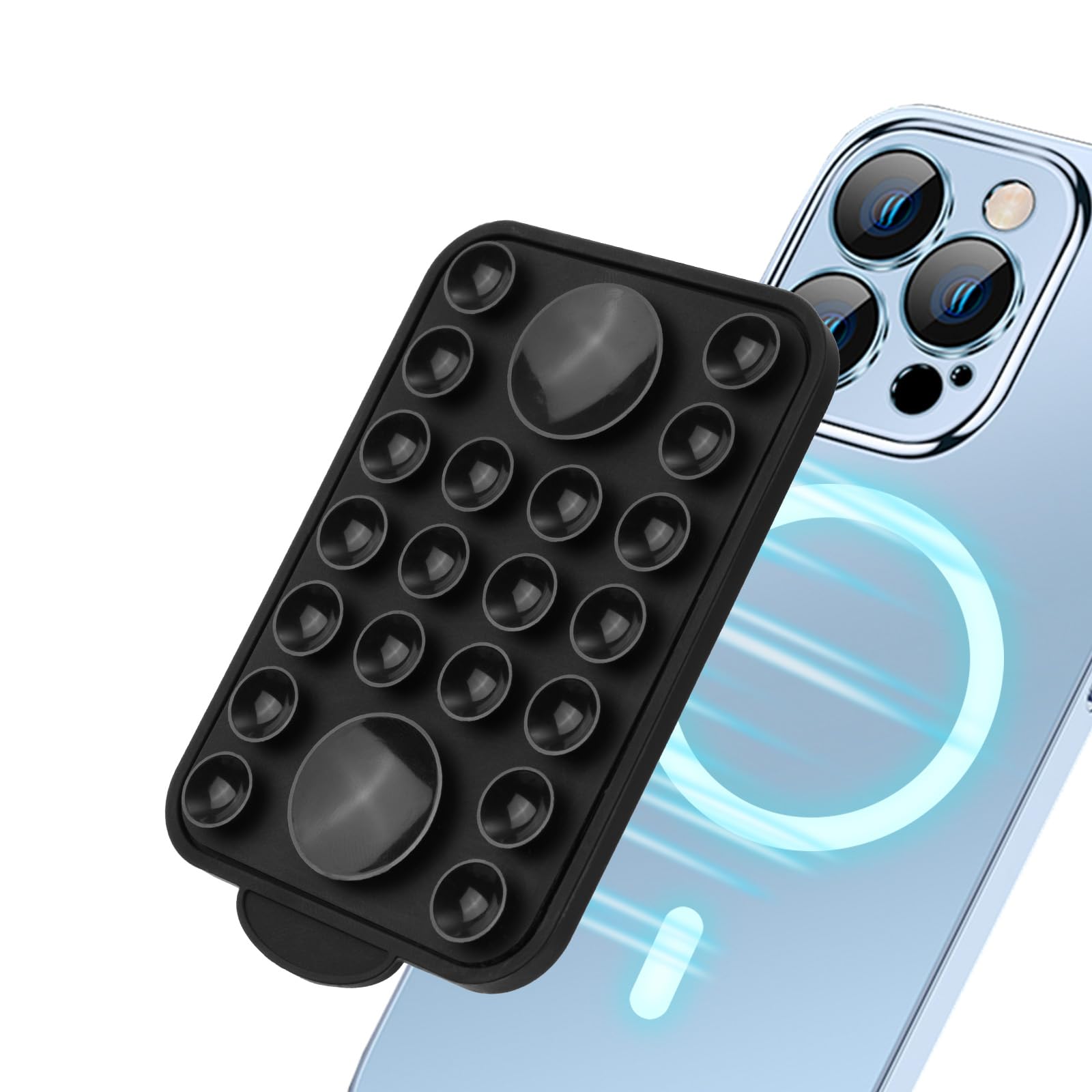NQEUEPN Magnetic Suction Cup Mount, Silicone Case Mount for iPhone 15/14/13/12 Series, Sticky Grip for TikTok Video Selfies
