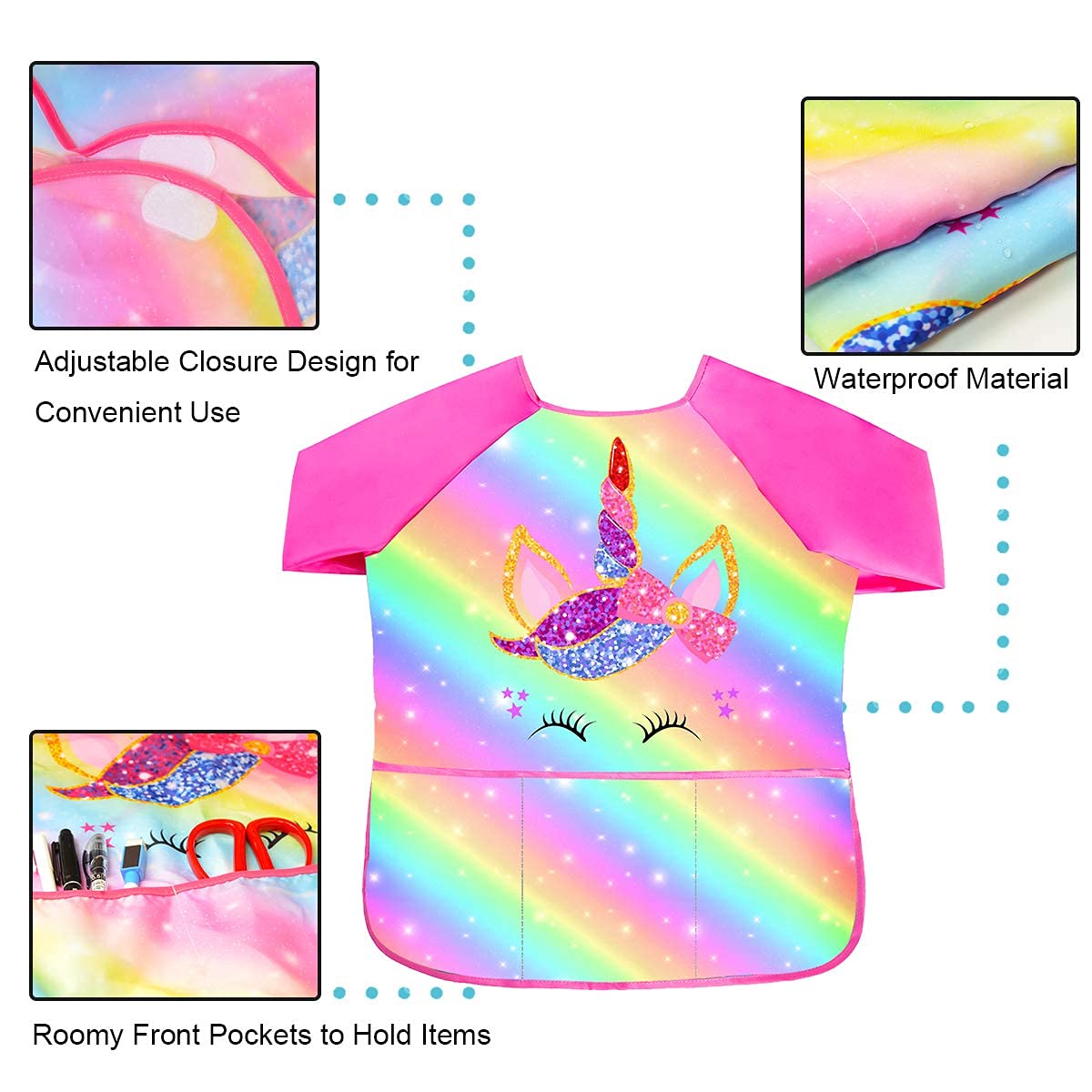 Sylfairy Art Smock for Kids Waterproof Artist Painting Smocks Toddler Painting Apron