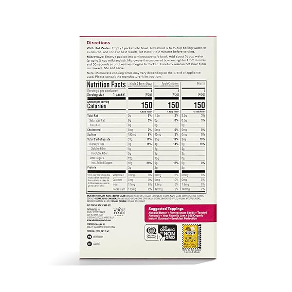 365 BY WHOLE FOODS MARKET, ORGANIC VARIETY PACK INSTANT OATMEAL, 11.3 OUNCE