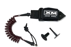 XM SURF MORE Bodyboard Leash - Premium Coiled EZ-FIT Wrist Body Board With Plug - Adjustable, Ultra-Comfy Neoprene Arm Support, Ultra-Strong Cord for Maximum Safety - USA Made