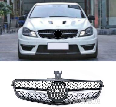 Amazon Com Motorfansclub Sport Grille Grill Fit For Compatible With Mercedes Benz C Class W4 08 14 Silver Automotive