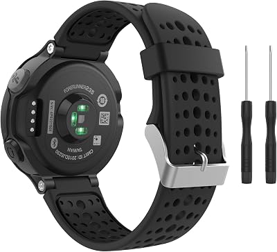 MoKo Silicone Watch Band for Garmin Forerunner 235 220 230 620 630 735XT - Black