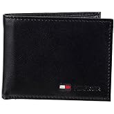 Tommy Hilfiger Men's Slim Leather Bifold Passcase Wallet with Removable ID Window