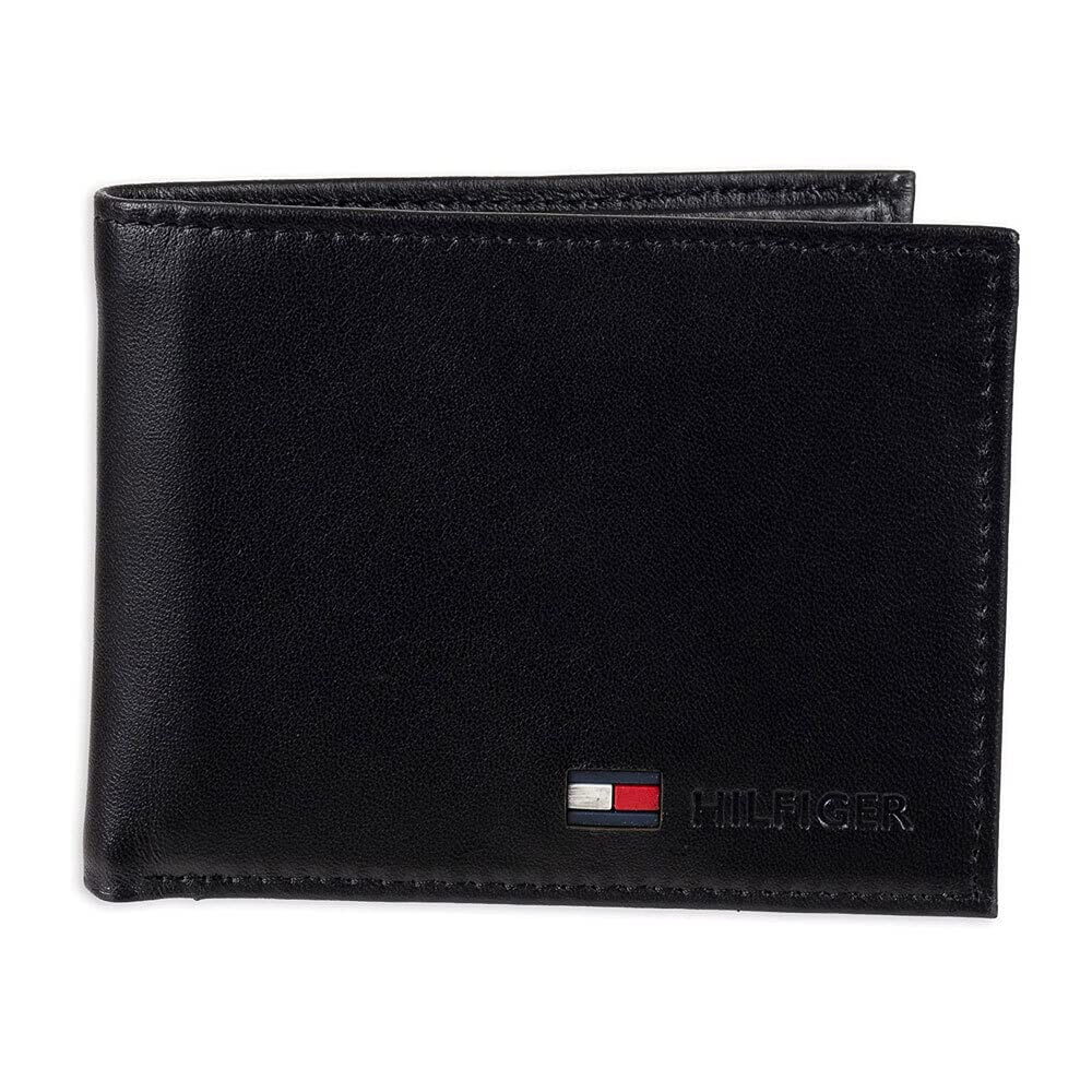 Tommy Hilfiger mensLeather Passcase Wallet Wallet - Black - One size