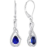 Starchenie Infinity Dangle Drop Earrings Sterling Silver Leverback Earrings Gemstones Twisted Jewelry