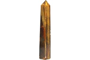 JET INTERNATIONAL Jet Genuine Tiger Eye Obelisk Tower Jumbo 8 Facet Aura Rock Crystal Natural Polished Earth Spirit Balance Point Gemstone Spiritual Chakra Balancing Psychic Gift Therapy Massage