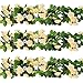 YILIYAJIA 3PCS Artificial Rose Garlands Silk Fake Rose Flowers Green Leaves Vine for Home Hotel Office Wedding Party Garden Craft Art Decor (Champagne Color)