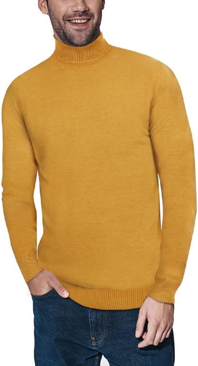 X RAY Turtleneck Mock Neck Sweater for Men Slim Fit Pullover with