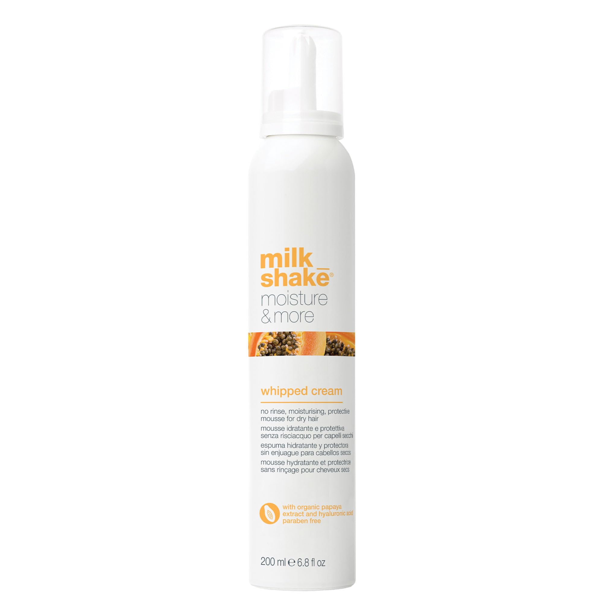 milk_shake | Moisture & More Whipped Cream 200 ml, No Rinse, Moisturising, Protective Mousse for Dry Hair, Made in Italy
