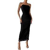 PRSFPN Women's Summer Dress Strapless Tube Top Maxi Floral Bodycon Dresses for Formal Party Vacation