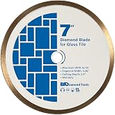 7" Diamond Saw Blades for Glass Tile, 5/8" Arbor | Cutting glass mosaic tile, continuous rim, 0.06" segment width, 10mm segment height