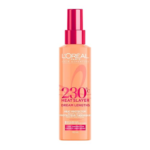 L'Oréal Paris Hair Expertise Dream Lengths Heat Slayer Hair Treatment, Heat Protectant Spray for Hair, Leave-In Against Frizz, 130ml (Packaging May Vary)